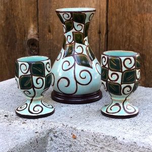 Vintage handmade sake set - made by Linda